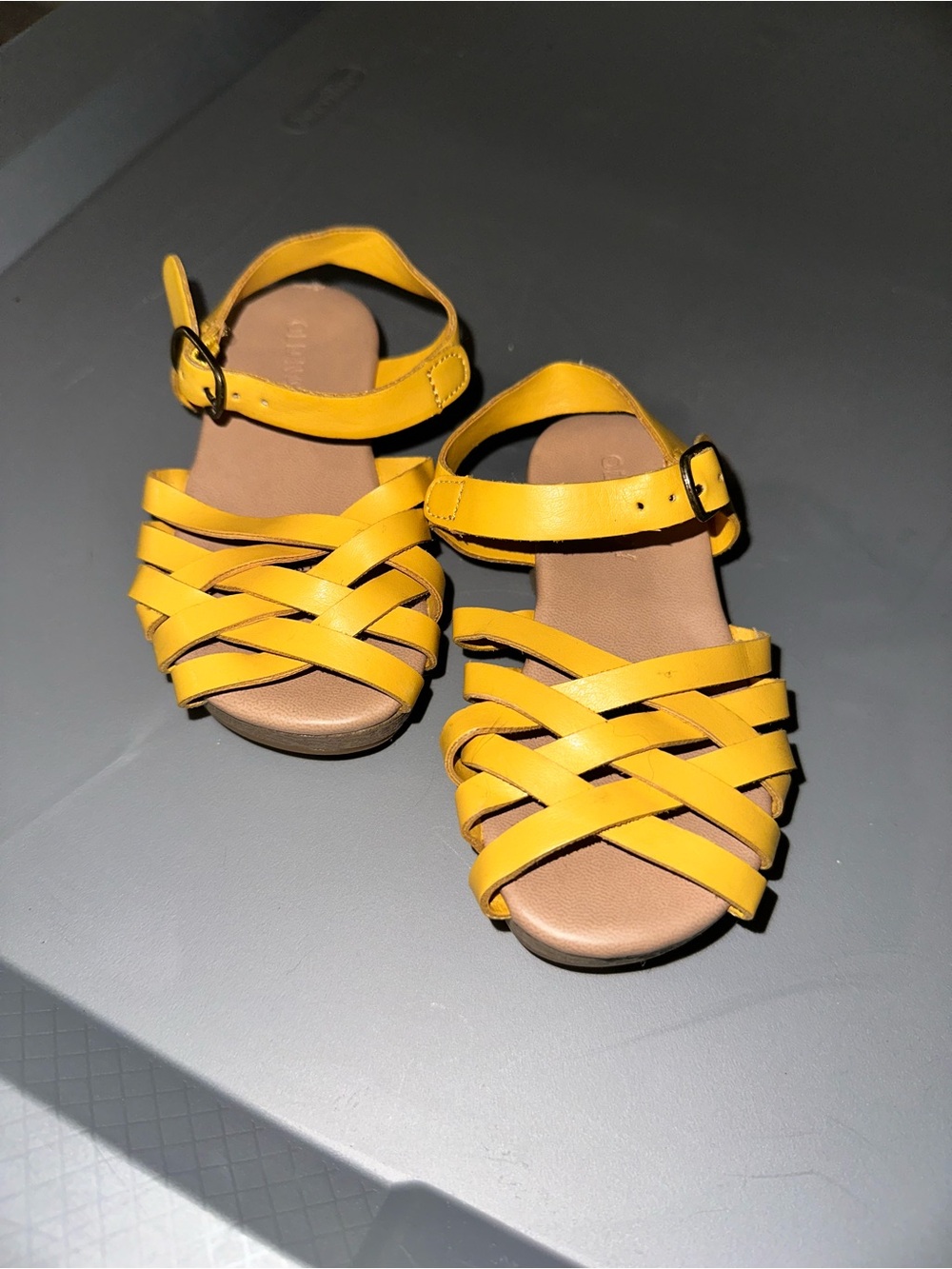 Old Navy Bright Yellow Woven Girls' Sandals with Ankle Strap